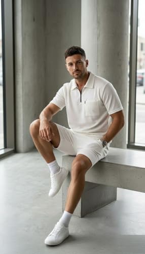 Image of SMOWKLY Men's Cotton Blend Pyjama Set | Half Sleeve Polo T Shirt & Shorts for Men | Summer Co Ord Set |Casual Lounge Outfit | Night Suit for Men | Comfortable Sleepwear