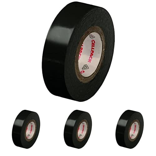 Cellpack Isolierband Nummer 128, Maße 25 m x 19 mm x 0,15 mm (Länge x Breite x Dicke), schwarz, Elektrische Isolierung, aus PVC, 4er Pack Cover