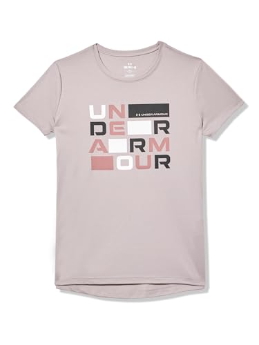 Under Armour Girls' Tech Block Logo Short Sleeve T Shirt, 015 Gray, YMD