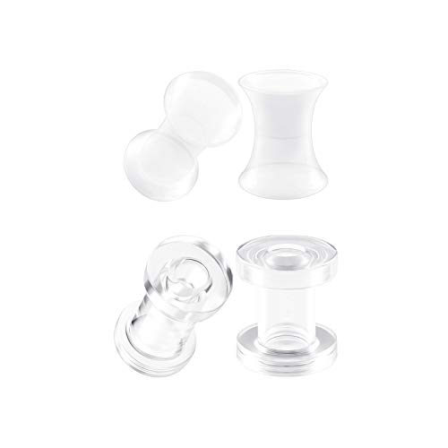 BIG GAUGES 2 Pairs Clear Silicone 4g Gauge 5mm Double Flared Saddle Piercing Stretcher Ear Plugs Acrylic External flesh Tunnel BG11444