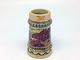 Essence of Europe Gifts Ceramic Beer Stein with German Village Dancers Shot Glass 3.5