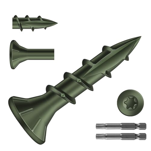 Image of #8 x 3 /4 inch Deck Screws (553Pcs) 2lb. Carbon Steel, Green, Flat Head, Rust Resistant epoxy Coated, with T25 Star Bit