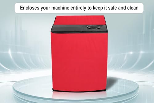 Image of Stylista Waterproof and Dustproof Polyester Washing Machine Cover Compatible for Godrej 7 Kg Semi-Automatic Top Loading WS EDGE CLS 70 5.0 PN2 GPGR, Red