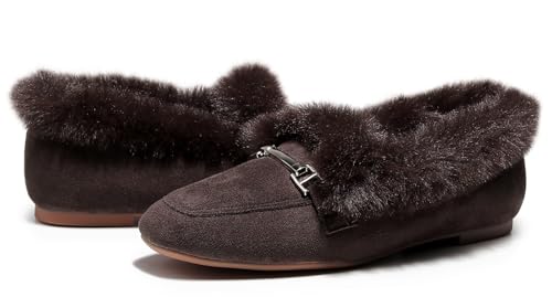Image of VenusCelia Women's Cozy Furry Flat Shoe