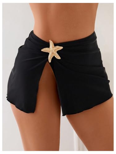 MakeMeChic Women's Swim Beach Cover Ups Starfish Mini Skirt for Bathing Suit Swimwear4