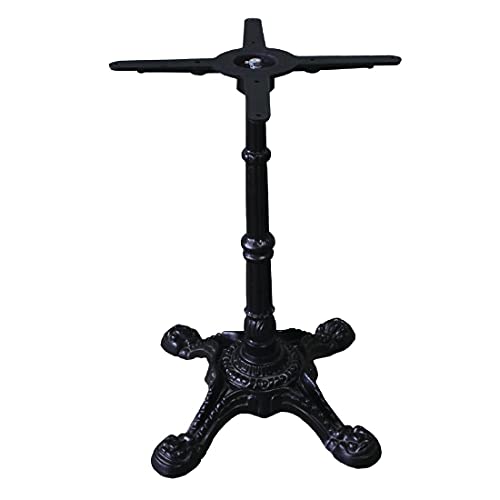 Bolero Pied de table décoré en fonte, noire, taille : 720 (H) x 420 (L) mm, hauteur standard, pour plateaux de table ronds de 800 mm, CE155