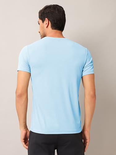 Image of TECHNOSPORT Men's Slim Fit Polyester Activewear Sports T-Shirt with Moisture-Wicking Comfort for Workout, Running & Gym