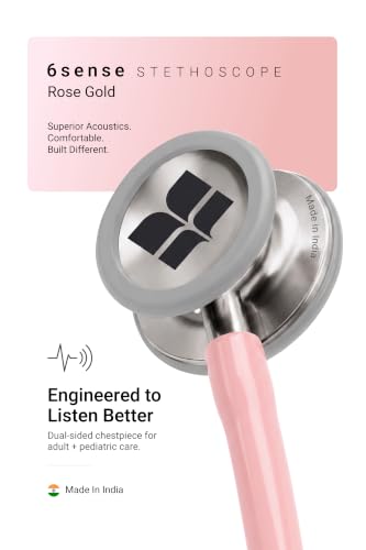 Image of Knya 6sense Stethoscope for Doctors & Residents | Tunable Diaphragm | Dual-Head Chest Piece for Adult & Pediatric Use | Lightweight Stainless Steel | Latex-Free Tubing | Soft-Seal Ear Tips | Premium Gift Box | for Medical Students (Baby Pink)