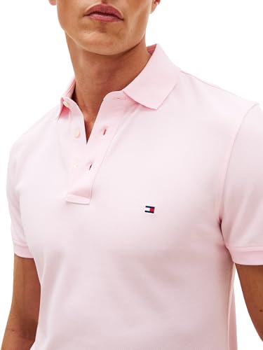 Image of Tommy Hilfiger Men's Short Sleeve Polo Shirts in Slim Fit with Stretch and Organic Pique Cotton