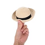 Garneck Mini Straw Hats for Crafts 5.5'' Miniature Straw Hats for Mini Doll Knitting Straw Hat for DIY Pets Craft Accessories Mini Straw Hats Doll Ornaments Party Decoration
