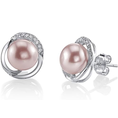 The Pearl Source 8mm & 9mm Freshwater Cultured Pearl & Cubic Zirconia Johnson Pendant & Earrings for Women