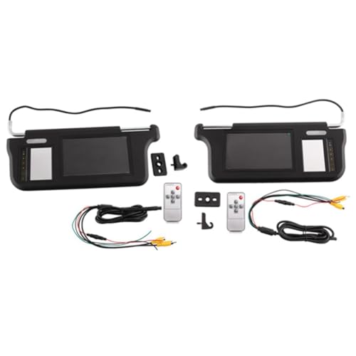 Pantalla de espejo retrovisor para coche de 7 pulgadas con monitor LCD y visera negra