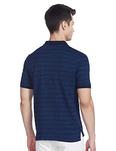 Image of Parx Men's Cotton Polyester Blend Jacquard Pattern Regular Fit Rib Collar Polo Neck Half Sleeve Casual T-Shirt