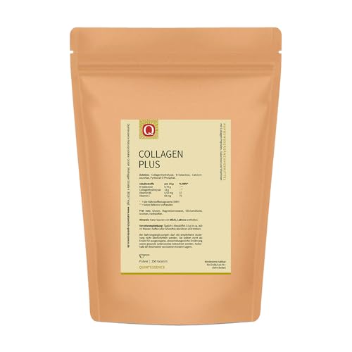 Collagen Plus Polvo 350 g – Péptidos de colágeno de pasto – Con vitamina C y vitamina B6 activa – Sin aditivos, altamente soluble y neutro, calidad premium de Quintessence