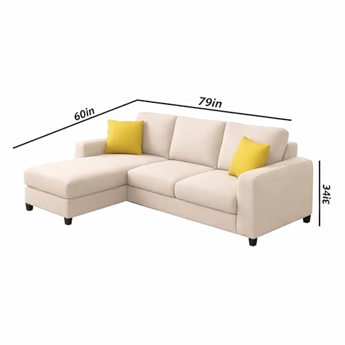 Image of Casaliving Rolando Seater L Shape Sofa Set for Living Room Left Side (Cream, 4 Seater LHS)