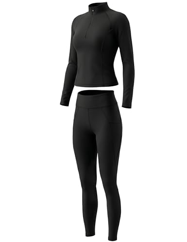 FitsT4 Sports Reitset für Damen Reithose und Reitsport Oberteil Stretch Reitleggings Reitbekleidung Sommer mit Knie-Patch Silikon und Taschen