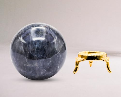 Image of Certified Iolite Crystal Ball for Meditation - Premium Crystal Vastu Items for Home and Feng Shui Items for Good Luck - Ideal for Pooja Supplies and Spiritual Practices (2.5 inch Inch)