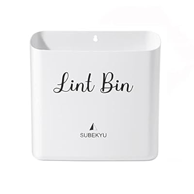 SUBEKYU Magnetic Lint Bin for Laundry Room, Small Waste Bin or Laundry Storage Container for Hanging on Dryer/Washer/Wall, 0.85 Gallon, White