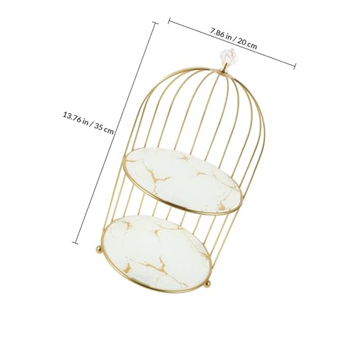 Support à gâteau cage à oiseaux doré métal 2 niveaux présentoir buffet
