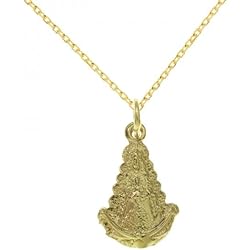 Colgante Oro Virgen Del Rocio Medalla dorada Virgen del Rocío de Plata de Ley 925 con cadena - Collar Virgen del Rocío Plata 925 bañada en Oro