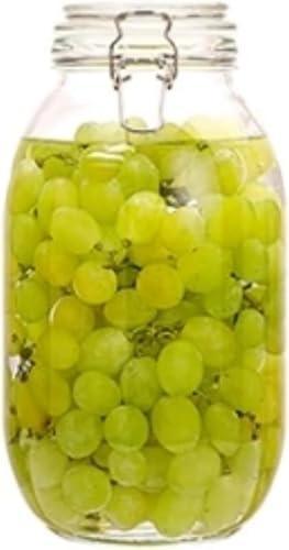 CokBlu 2 個入りガラス密封容器 梅酒瓶・果実酒瓶兼用 大容量食品保存容器 食品級透明ボタン式密封瓶 キッチン用穀物・お茶・砂糖収納瓶 果実酒醸造保存用?