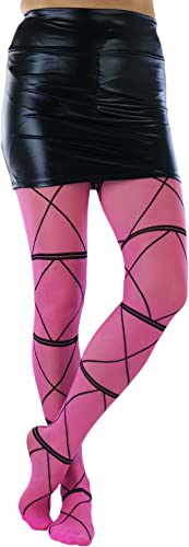 Image of ToBeInStyle Women's Strappy Zig Zag Lace Up Bandage Print Fashion Goth Tights