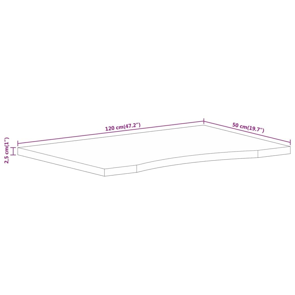 Bureaublad met ronding 120x50x2,5 cm massief ruw mangohout kopen