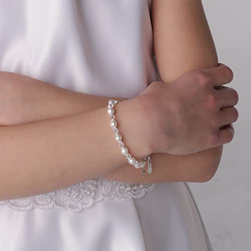 Image of Precious Pieces Pearl Cross Necklace, .925 Sterling Silver