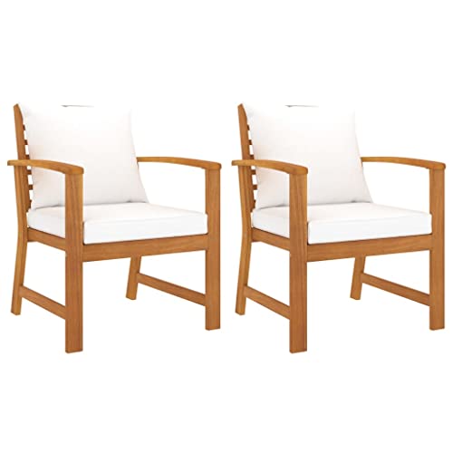 Chaise de jardin résistante aux intempéries lot de 2 sièges acacia dossier haut