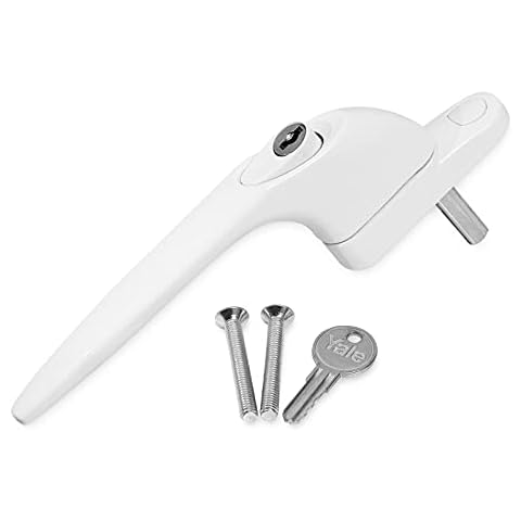 Yale uPVC Universal Window Handle Inline Locking Espag Double Glazing White 40mm Cover