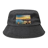 WXXWXD Sombrero de pescador estampado Sunset in Barcelona, visera deportiva adecuada para viajes, pesca, negro, talla única