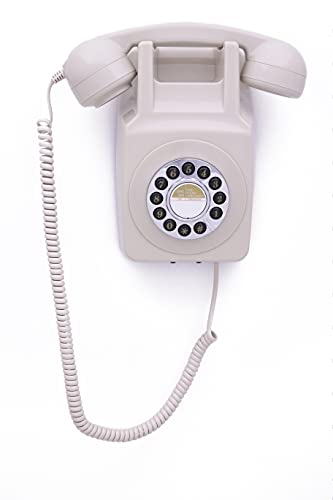Miniatura 3 de GPO 746 Teléfono fijo retro de pared con pulsación de botones - Cable en espiral, timbre auténtico - Marfil