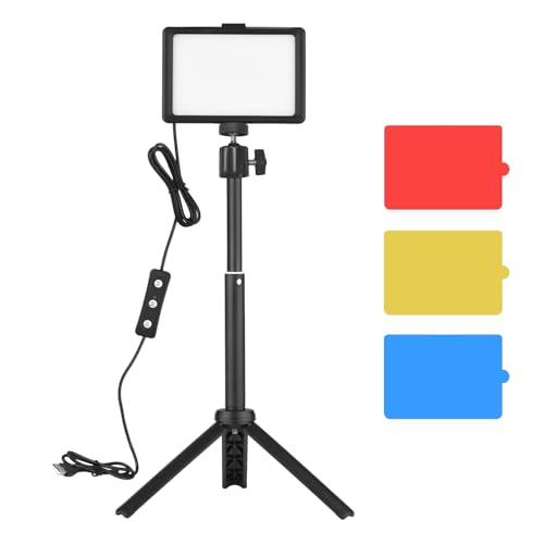 Image of Pomya LED Video Light Kit with Desktop Tripod, 66 LED Beads, 5600K Colour Temperature, 4 Colour Filters, USB Powered, Adjustable Brightness for Video Conference