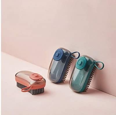 RAVIRANDAL 3 in 1 Multifunctional Washing Brush - Silicone & PBT Material - White - Automatic Liquid Adding - Soft Hair Laundry & Dishwashing Brush - Includes PBT Bristles, Sponge & Emery Brush Heads 1