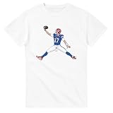 Jumping Josh Allen T Shirt for Men, Bills Shirt, Buffalo Football Fans Gift for Dad, Boyfriend, Brother, Husband (White, Small)