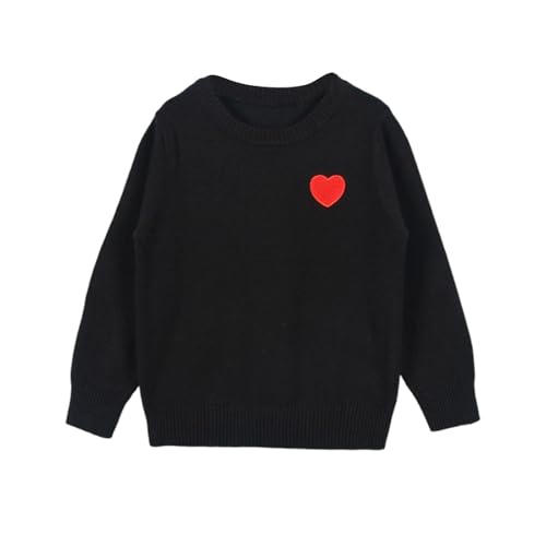 Toddler Boys Girls Cute Heart Basic Sweaters Crewneck Long Sleeve Kids Fall Winter Knit Pullover Jumper Tops for 1-7 Years