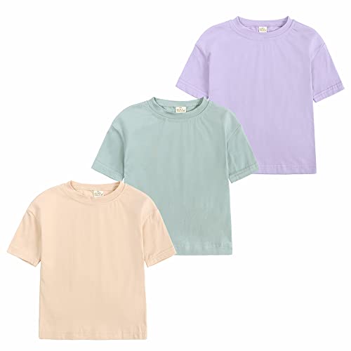 Image of Kids Tales Little Boys Girls Solid Color Short Sleeve Pullover T-Shirt