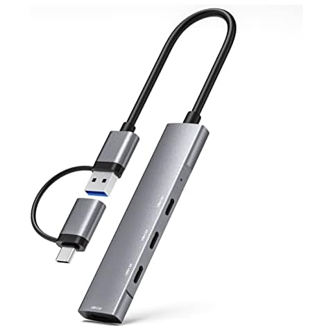 GKEAPZA 4 Ports USB C Hub – 5Gbps USB Hub for Laptop, USB C to USB C Hub, USB to USB C Adapter for MacBook Pro/Air iPad Pro M1, iMac,Mac Mini, Surface Pro, Chromebook (No Charging/Video Transfer) Cover