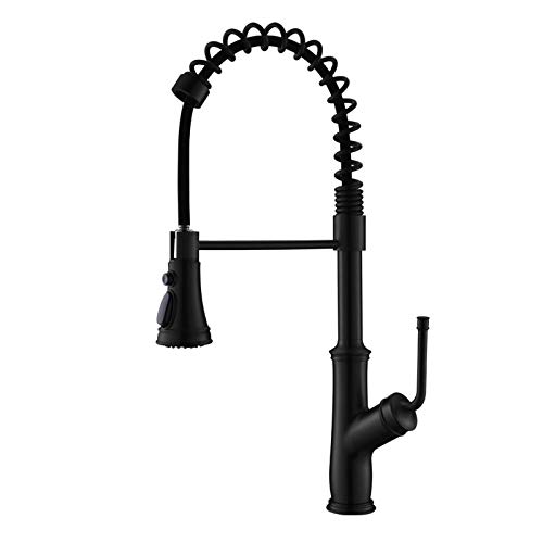 HAOXIN Grifo de Cocina con Ducha Extraible 3 Modos Giratorio de 360° para el Fregadero Cocina Grifería Negro Latón