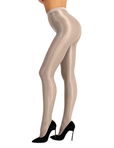 Image of ranrann Women's Ultra Shimmery Stretch 70D Thickness Footed High Waist Silk Stockings Pantyhose Tights