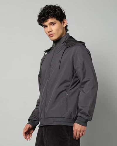 Image of Qube By Fort Collins Men's Polyester Standard Length Regular Fit Reversible Winter Jacket with Ribbed Cuffs & Hood - Warm, Stylish & Versatile