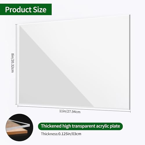 Image of Acrylic Sheet 8 x 11 Clear Plexiglass Sheet 1 /8 inch Thick 3mm, for Sign,Craft, Photo Frame, DIY Display Projects