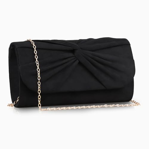 Image of Women Faux Suede Bow Evening Clutch Bags Formal Party Clutch Wedding Party Purse Prom Clutch | Faux Suede