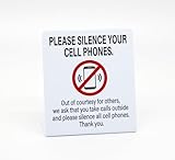 3pk Silence Cell Phone Counter Signs, L Style Countertop Display, Buisness and Office, No Cell Phone Policy