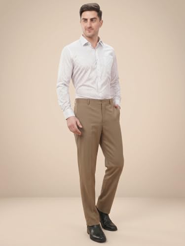 Image of SaintX Men's Regular Fit Formal Trousers | Wrinkle Resistant | Easy Care | Stretchable Triple Blend Fabric | Everyday Office & Business Wear | Comfortable & Breathable Work Wear