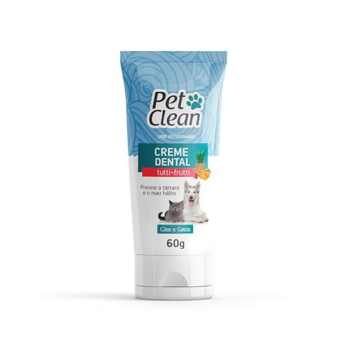 Kit Escova de Dente e Creme dental Tutti Frutti Pet Clean 60g Previne Mau Hálito Tártaro Saude Bucal