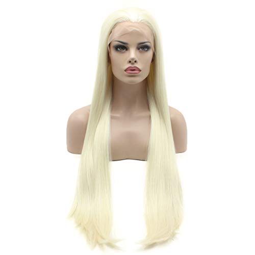 Lushy Lace Front Synthetic Straight 28inch Blonde and White Mix Wigs