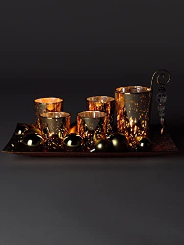 18-TLG. Glas-Kerzenhalter-Set, Gold