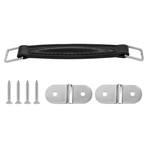 Pu Guitar Case Handle Replacement, 6.9-Inch Speaker Cabinet Strap with Metal Plates, Easy Install for Amplifiers & Cases