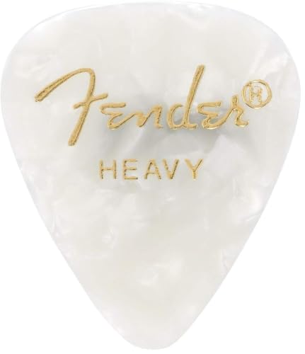 Fender Premium Celluloid Guitar Picks 351 Shape, White Moto, Heavy, 12-Pack